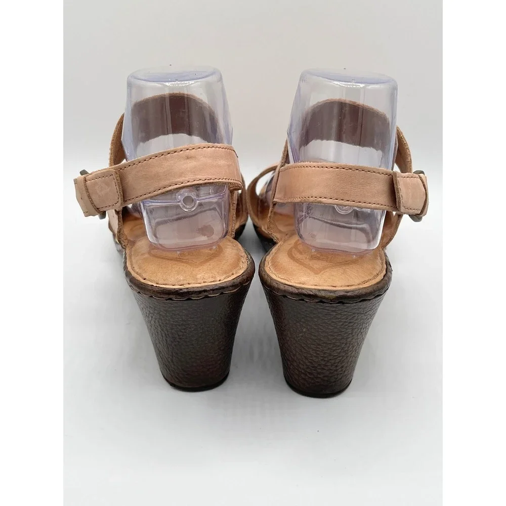 Born Women Nude Leather Wedge Sandals D91516 CCL15 Tan Slingback Size 11M